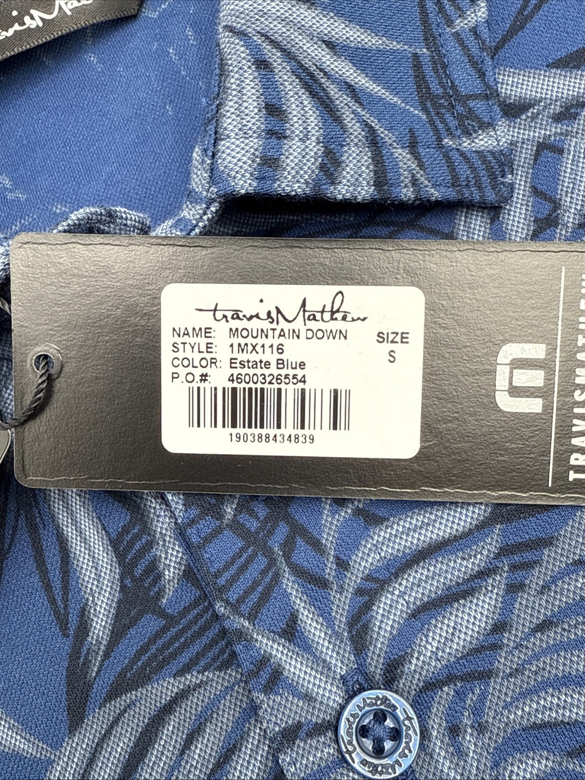 $95 TRAVIS MATHEW Men’s Mountain Down Cotton Blend Golf Polo-Estate Blue-Small