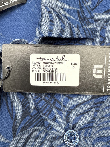 $95 TRAVIS MATHEW Men’s Mountain Down Cotton Blend Golf Polo-Estate Blue-Small