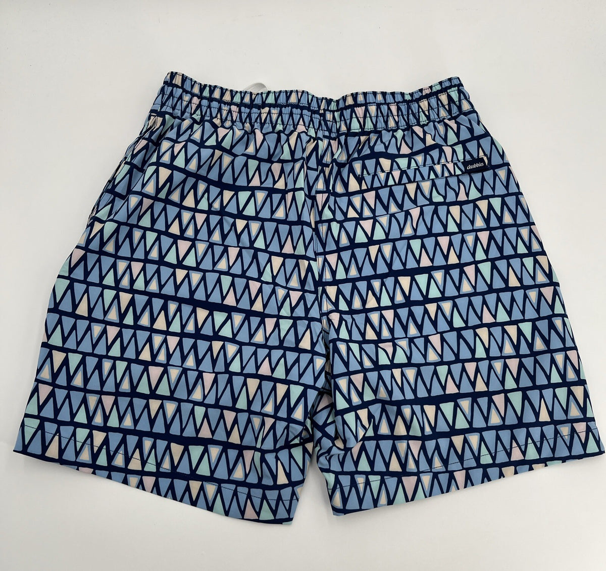 Chubbies Men's Stretch Swim Trunks 7”- The Triangu laters-Blue- Small -New $80