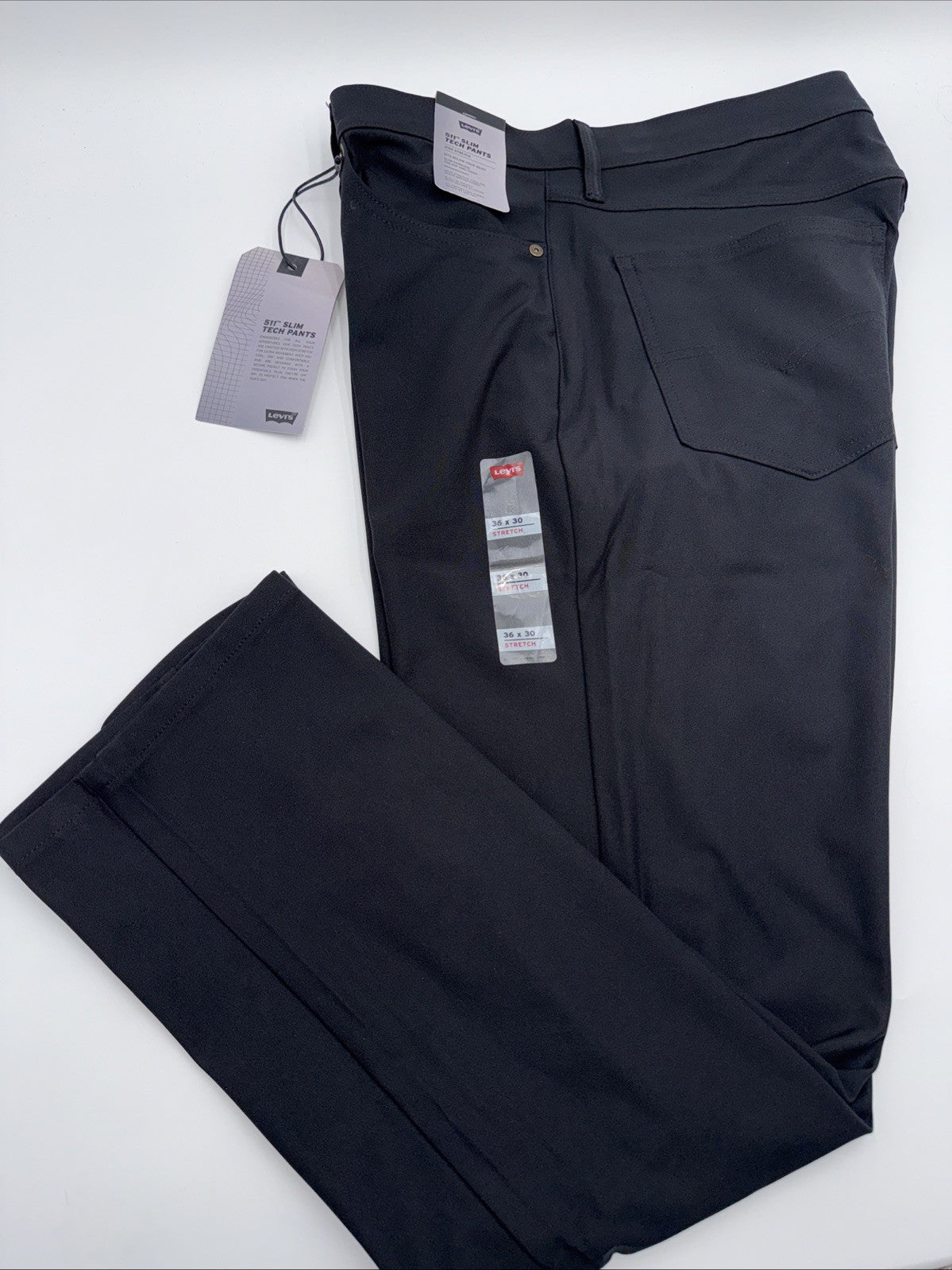 $70 Levi's Men's 511 Slim Tech Pants Stretch A92130010- Black- 36W 30L - New Tag