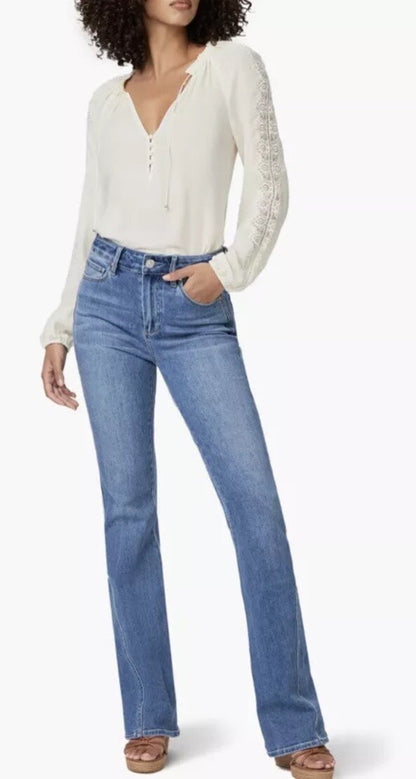 Paige Women’s Patina Silk Blouse Top Shirt With Lace - Antique White- XLarge
