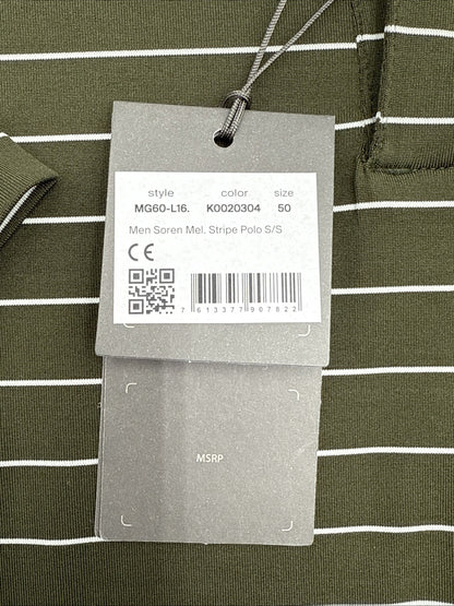 $99 Kjus Men’s Soren Golf Polo Striped Performance Shirt- Khaki -Size: 50/Medium