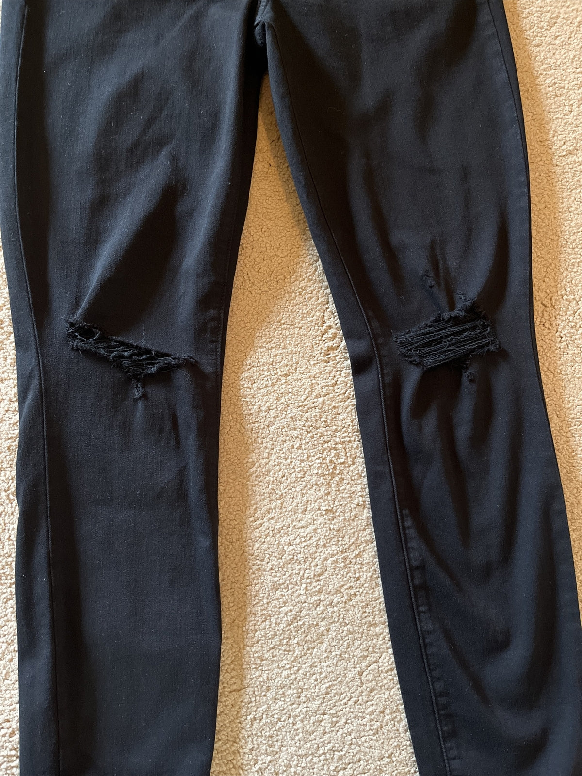 PAIGE Women’s Margot Ankle Denim Jeans  On Purpose Knee Holes-Black- 30W- New