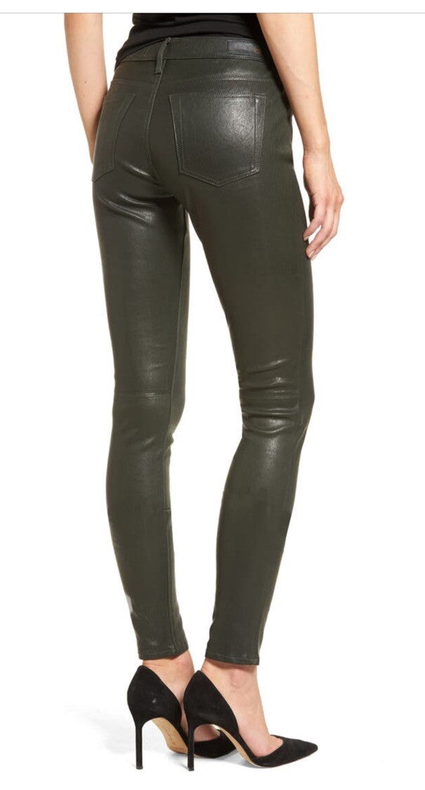 $975 Adriano Goldschmied AG Women’s The Legging Super Skinny Pants-Olive-27W-NEW