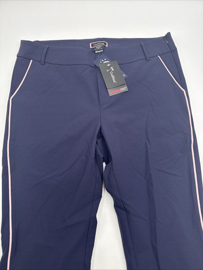 $158 Golftini Ankle Pant Side Stripes Golf Pants- Navy/Pink-Large-New Tags