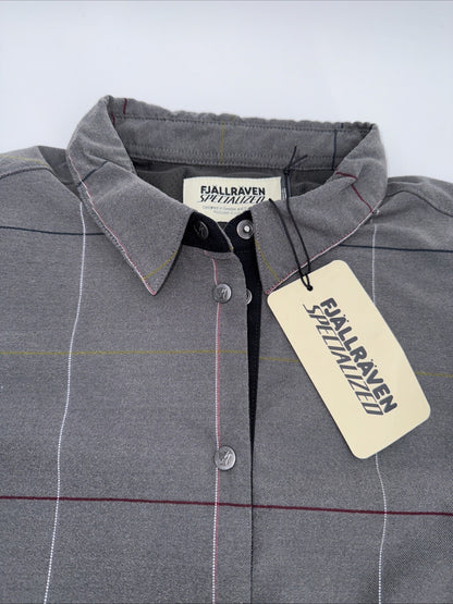 $180 FjallRaven Women’s Rider’s Flannel Plaid Thick Shirt- Grey Multi-Medium