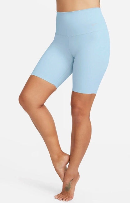 $60 Nike Women’s Zenvy Gentle-Support High-Waisted 8" Biker Shorts-Blue-Medium