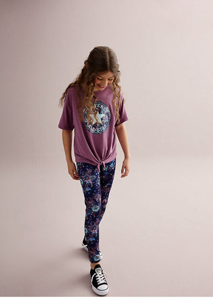 Converse Girls' Printed High Rise Leggings - Multi Floral - Girls XLarge-New $30