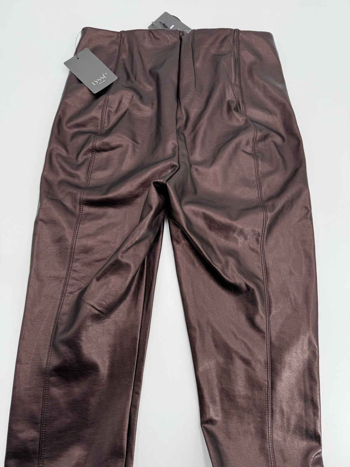 $108 Lysse Women's Stretch Skinny Faux Leather Leggings Pants-Copper -Small- New