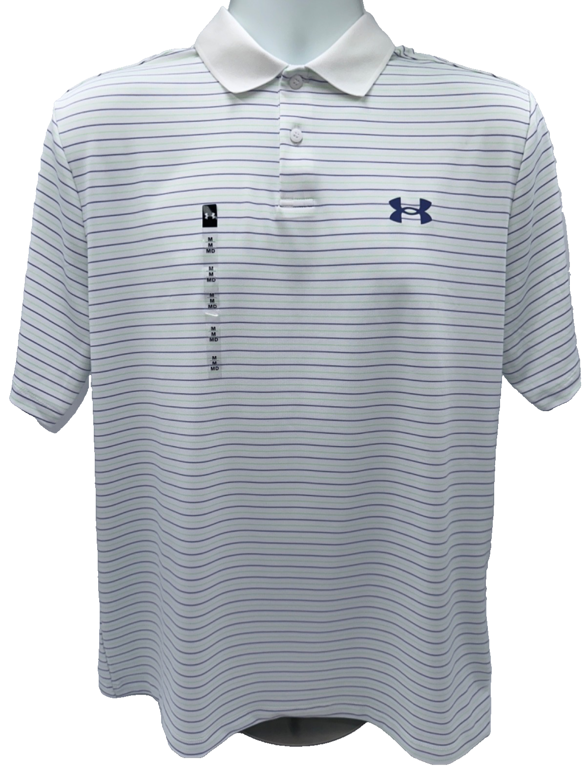 $60 Under Armour Golf Playoff 3.0 Stripe Polo - White - Medium - New With Tags