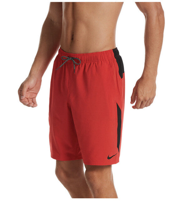 $60 NIKE Men’s Shorts Swim Trunks Content Volley 9”-Red/Black -Medium- New Tag