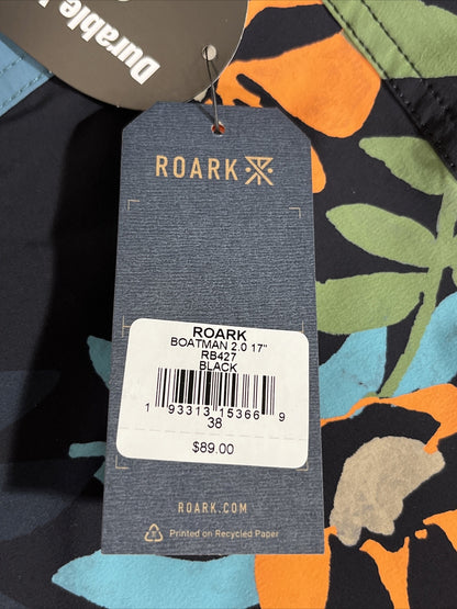 $89 Roark Men’s Boatman 2.0 Boardshorts 17" Shorts- Black Multi- Size: 38W-NEW