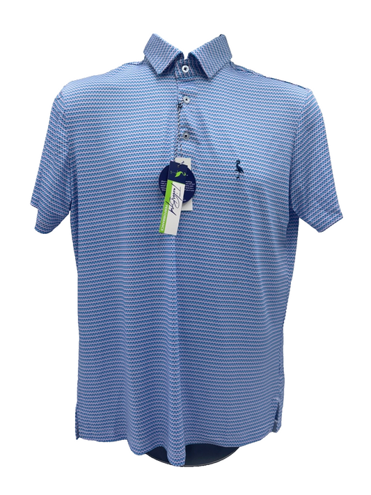 $80 Tailor Byrd Men’s Performance Stripe Polo - Blue -Small - New With Tags