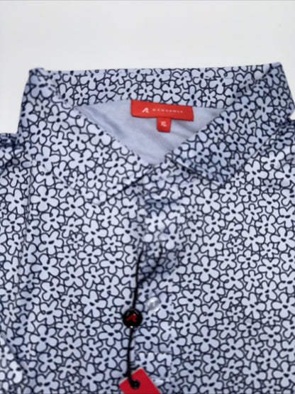 $110 Redvanly Men’s Pierre Golf Performance Polo Shirt-Blue Lavender -XLarge-New