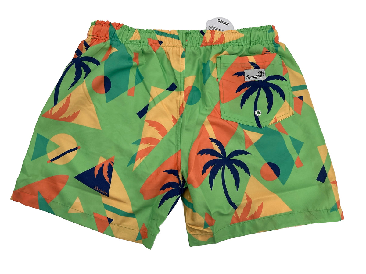 Boardies Apparel Men’s Palm Shapes Lined Swim Shorts Trunks-Green Multi-Medium