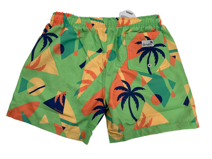 Boardies Apparel Men’s Palm Shapes Lined Swim Shorts Trunks-Green Multi-Medium