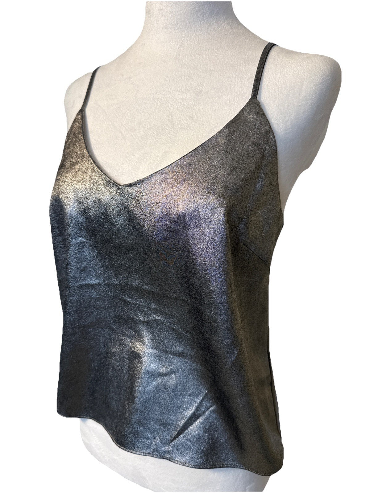 $59 Steve Madden Women’s Foil Crepe Cami - Gunmetal - Small - New With Tags
