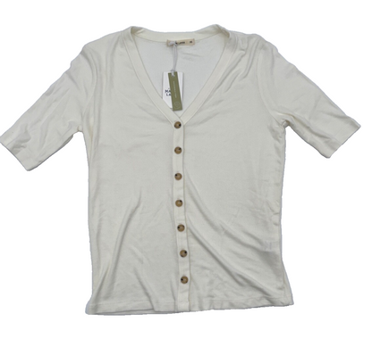 $58 Marine Layer Women's Lexi Ribbed V Neck Top - Antique White - XSmall - New