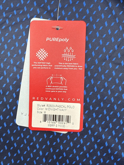 $110 Redvanly Men’s Pascal Golf Performance Polo Shirt-Midnight Navy-Medium -New