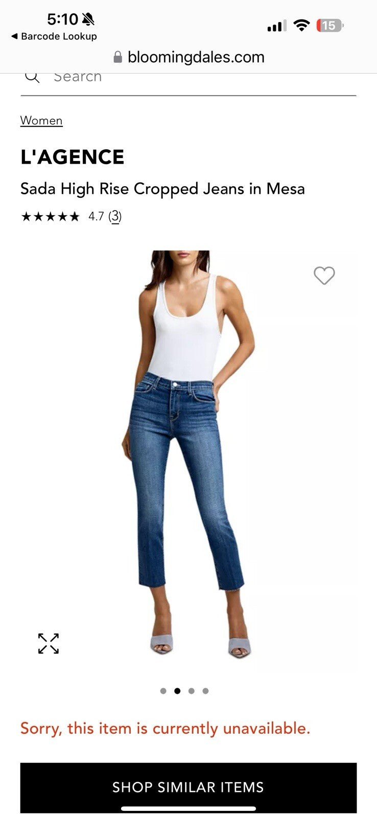$287   L’agence Paris -Women’s Sada- High Rise  Cropped Slim - Mesa- Size 31