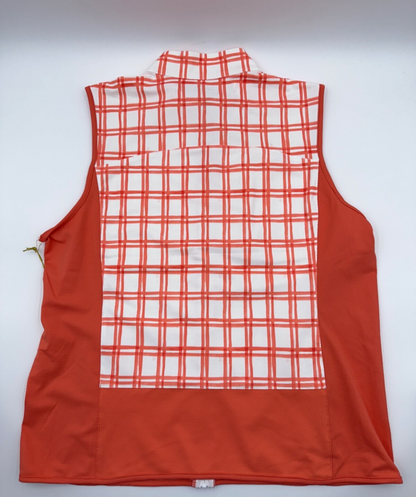 $89 Stella Parker Women's Mock Neck Vest - Window Pane Plaid - Large- New