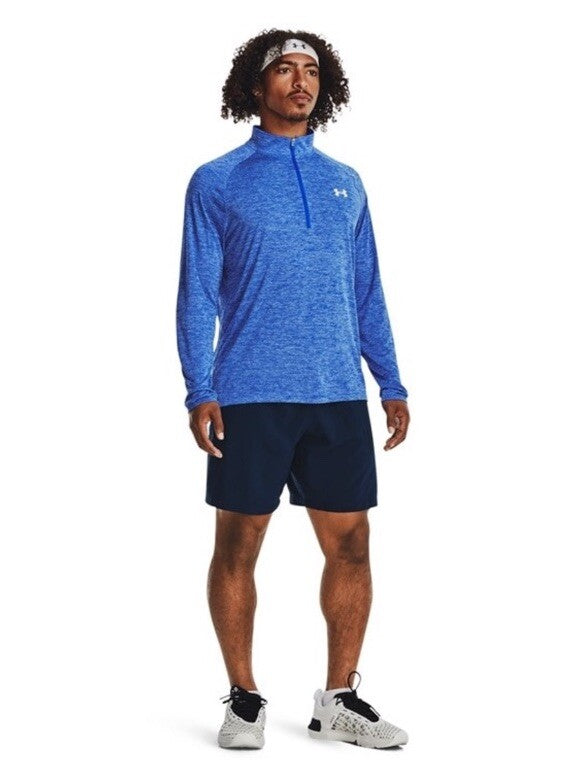 $45 Under Armour Men’s Technical Textured Half Zip Performance Shirt-Blue-Small