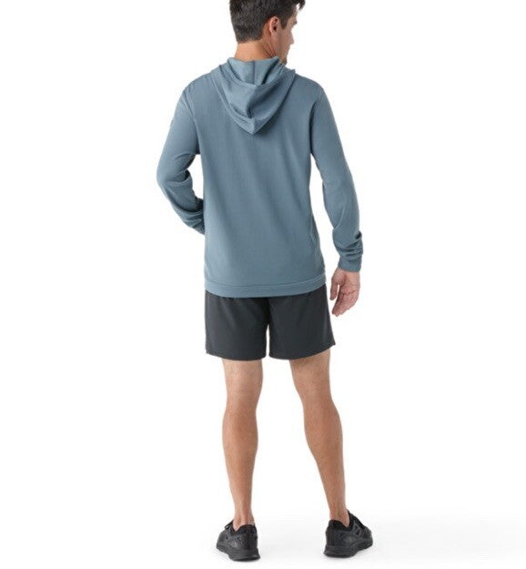 $130 Smartwool Men’s Hoodie Lightweight Uptempo Zip Sweater-Pewter Blue-Small