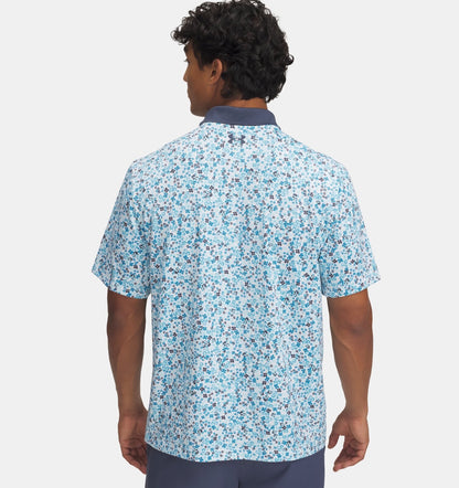 $60 Under Armour Men’s Matchplay Printed Polo - White/ Downpour Gray-Medium-New