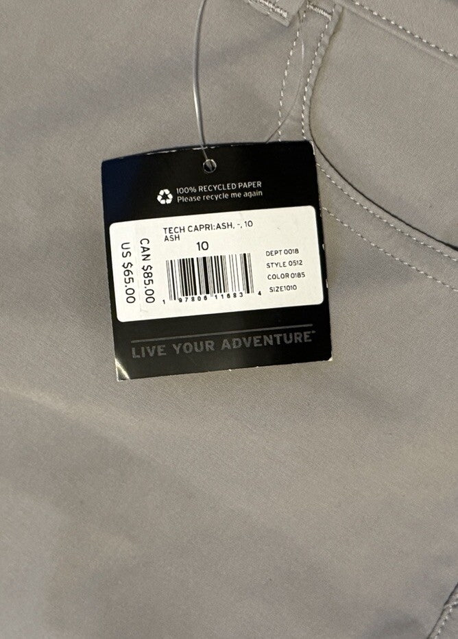 $65 EDDIE BAUER Women’s Tech Capri Pants Stretch- Ash -Size: 10-NEW