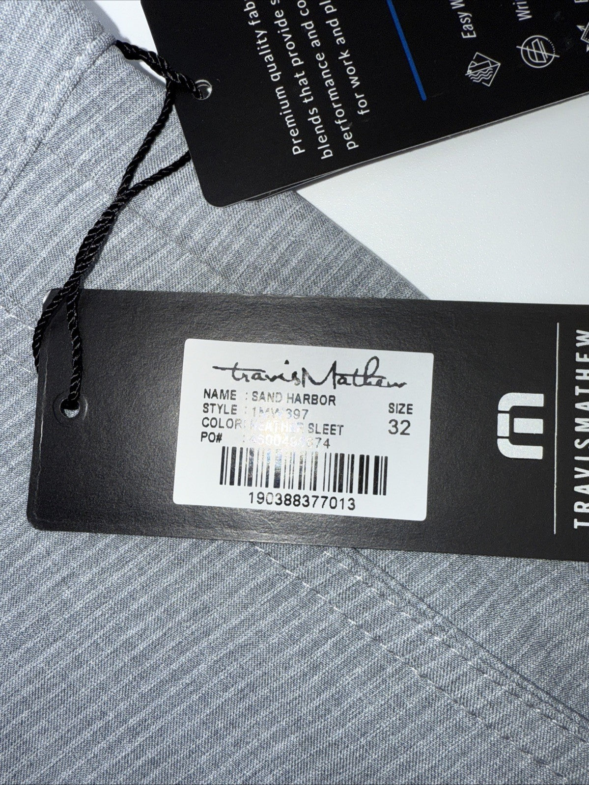 $94 Travis Mathew Men’s Sand Harbor Golf Shorts- Heather Sleet Grey- 32W-New Tag