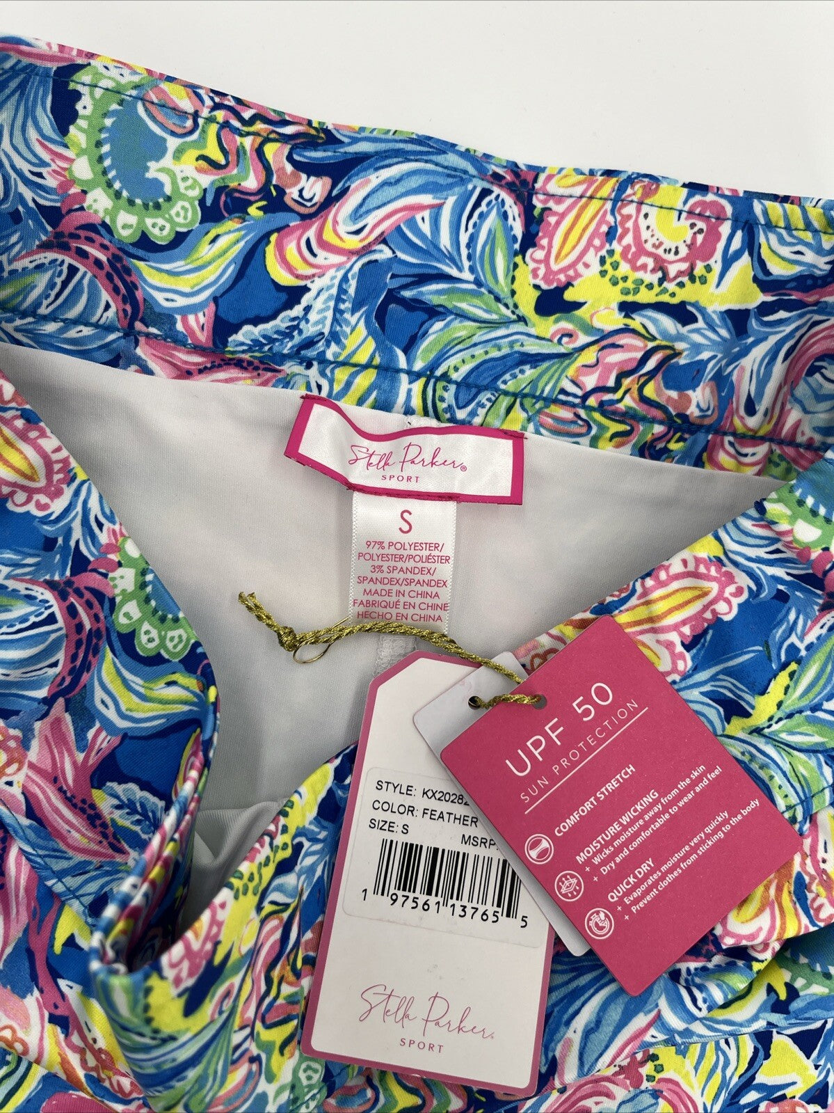 $69 STELLA PARKER Floral Tennis Golf UPF 50 Built-in Shorts Stretch Skort-Small