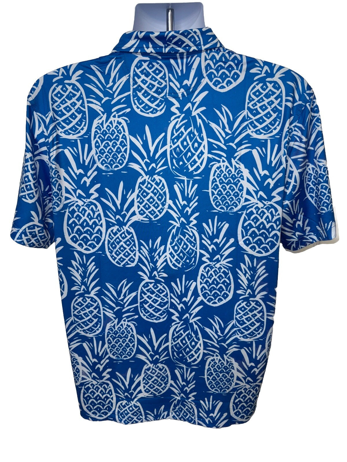 Chubbies Men's The Thigh Napple Performance Polo Shirt-Blue Pineapple-Medium-New