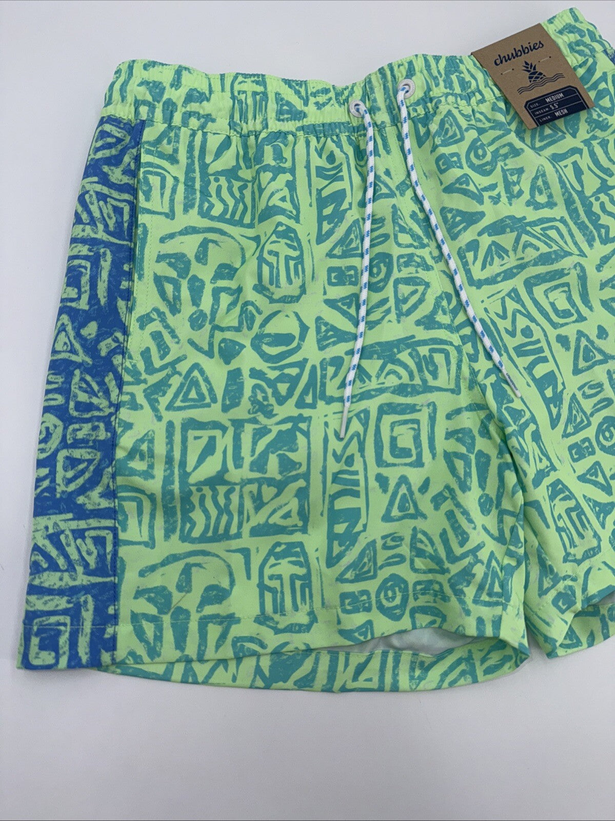 $70 Chubbies The Shakedowns 5.5" Inseam Swim Trunks-Green Blue -Medium-New Tag