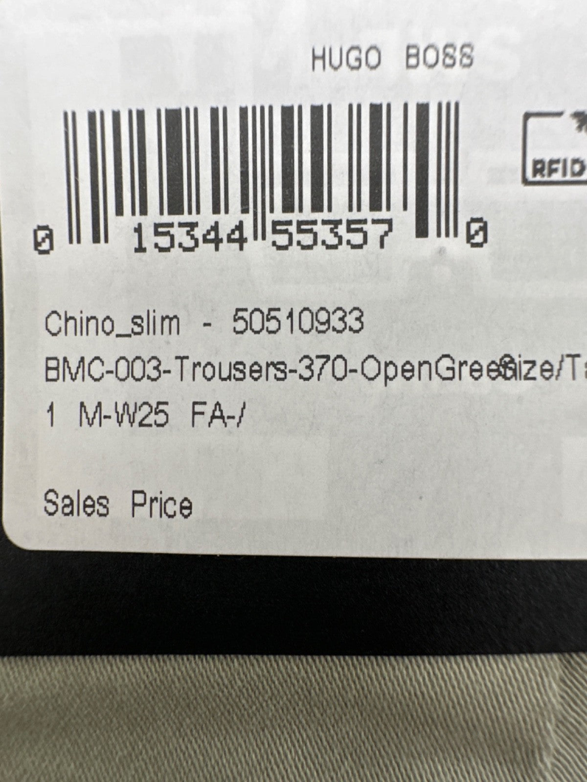 $159 Hugo Boss Men’s Slim Fit Chino Pants - Light Green - Size 32W x 30L - New