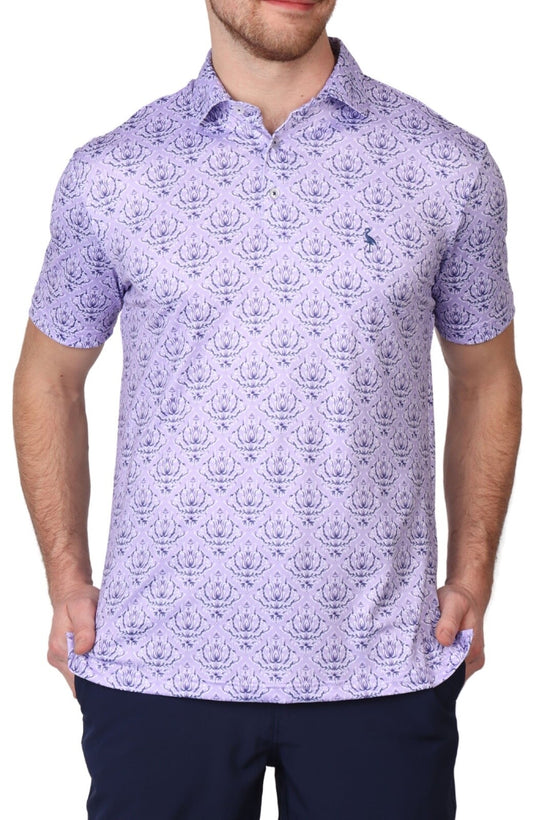 $80 Tailor Byrd Men’s Performance Polo - Lilac - Medium - New With Tags
