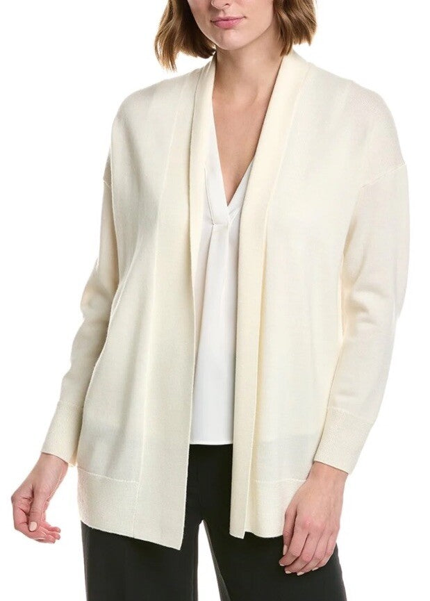 $395 Vince Women’s Drop Shoulder Wool Cardigan Sweater -Ivory- Medium - New