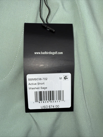 $74 Bad Birdie Men's Active Golf Shorts Elastic Waist Drawstring-Sage-Medium-New