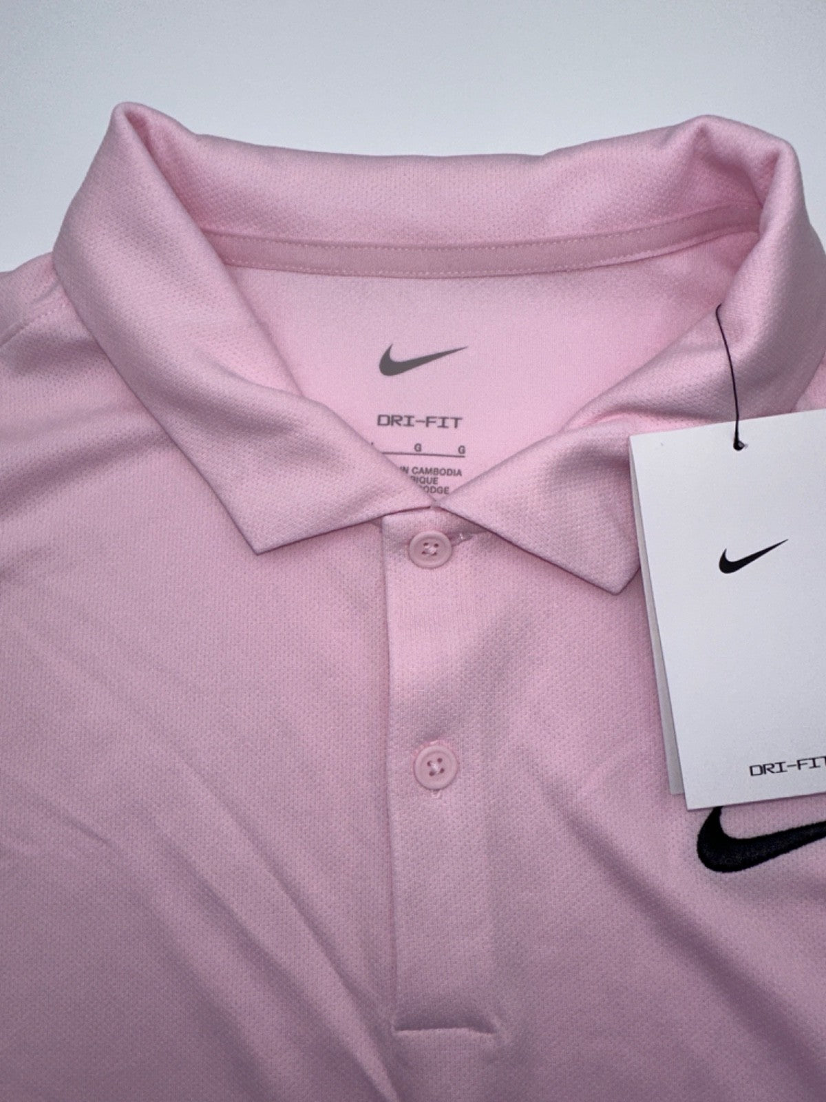 $50 Nike Men's Dri-FIT Short Sleeve Golf Polo Shirt - Pink Foam - Large - New