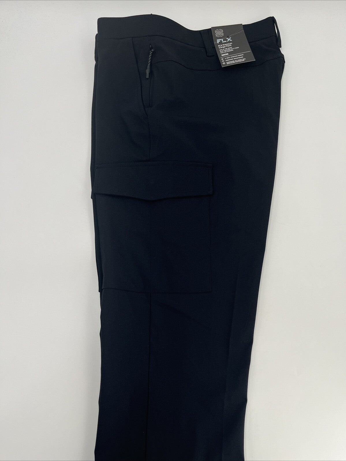 FLX Men’s Premium Slim Cargo Pants- Black- 32W 32L - New Tags