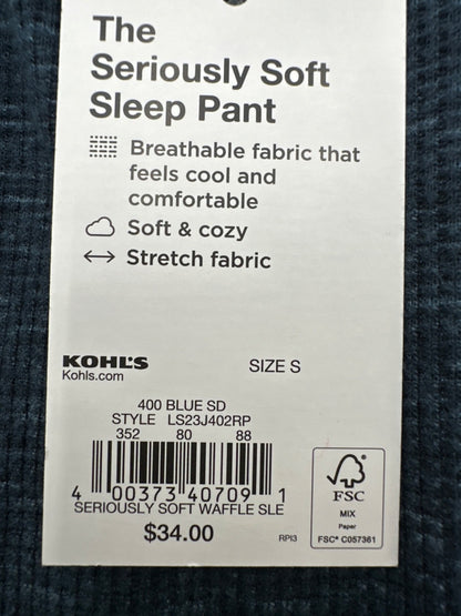 $34 Sonoma Men's Seriously Soft Sleep Pant - Blue - Small - New With Tag