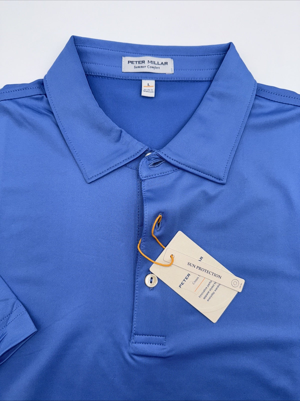 $100 Peter Millar Men’s Golf Jersey Polo Shirt -Maritime Blue - Large -New Tags