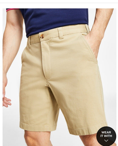 $55 CLUB ROOM Men’s Regular Fit 9" 4-Way Stretch Shorts- Beige Tan- 30” -New Tag