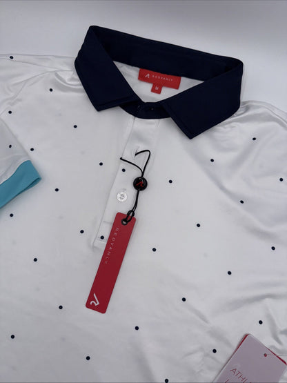 $110 Redvanly Men’s Ramey Golf Performance Polo Shirt-Bright White -Medium-New