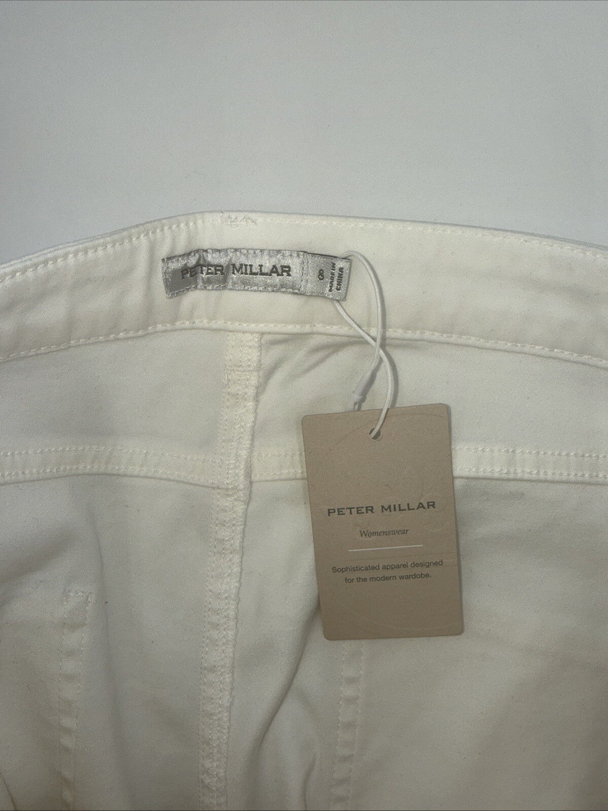 $150 Peter Millar Women's Karlie Stretch Sateen High Rise Pant -White-Size 8-NEW