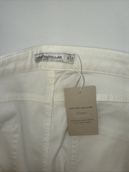 $150 Peter Millar Women's Karlie Stretch Sateen High Rise Pant -White-Size 8-NEW