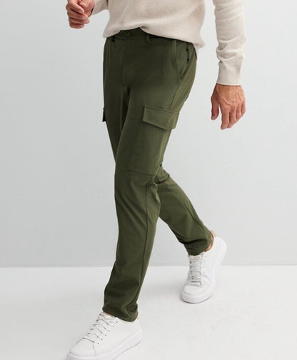 FLX Men’s Premium Slim Cargo Pants- Olive Green- 32Wx30L - New Tags
