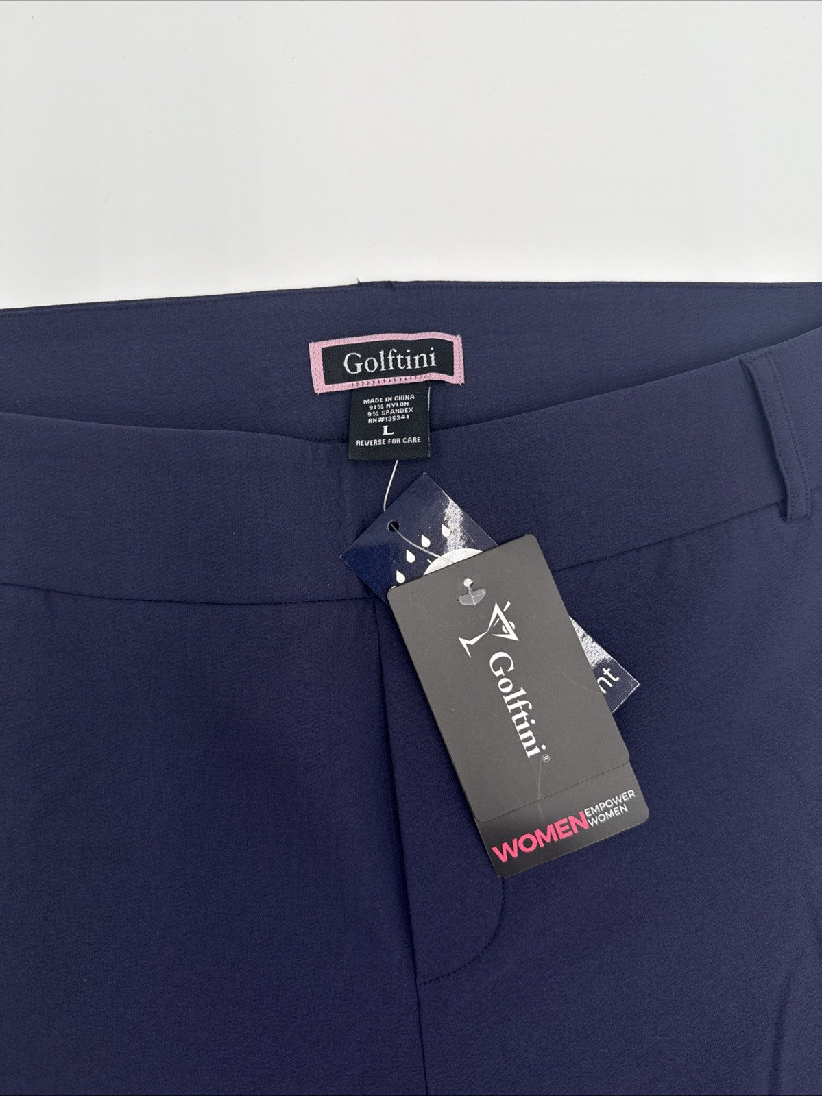 $158 Golftini Ankle Pant Side Stripes Golf Pants- Navy/Pink-Large-New Tags