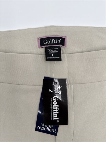 $158 Golftini Ankle Pant Side Stripes Golf Pants- Khaki/White-Large-New Tags