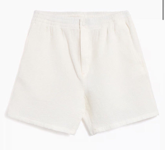 $110 Lacoste Men's Cotton Textured Shorts - White Flour- Medium - New Tags