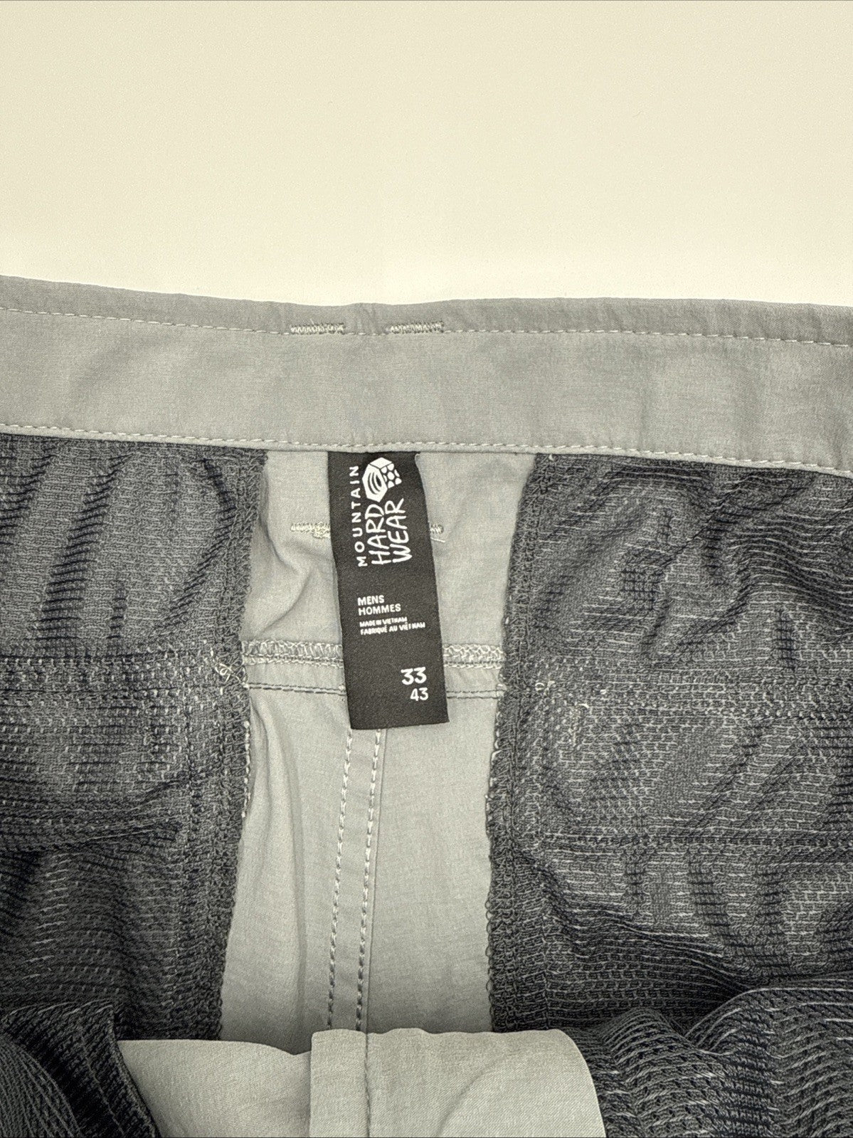 $75 Mountain Hardwear Men’s Basin Trek Shorts- Foil Grey - 33W-NEW w/ Tag